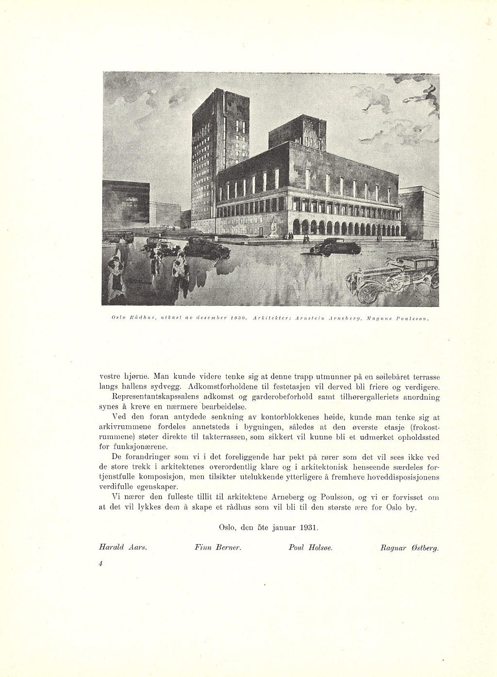 Oslo rådhus. Utkast av desember 1930 - OLD - Arkitektur N