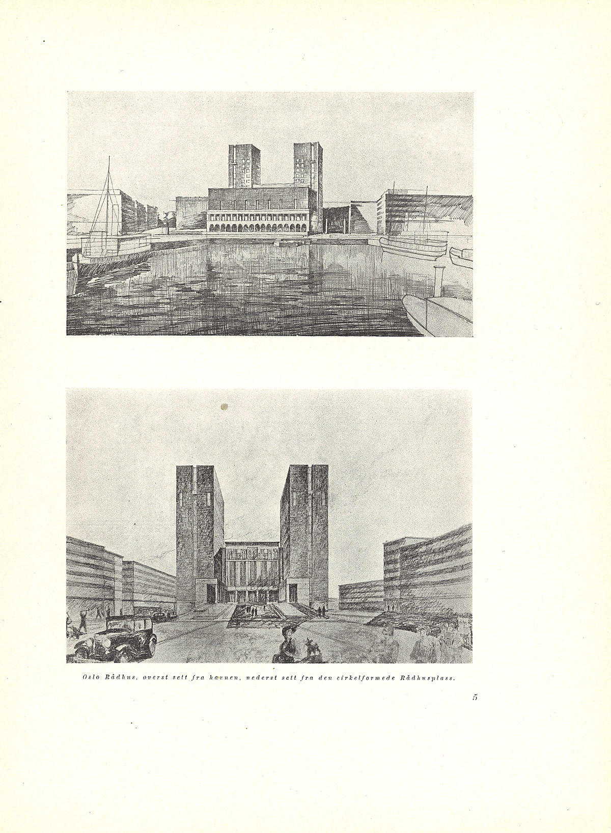 Oslo rådhus. Utkast av desember 1930