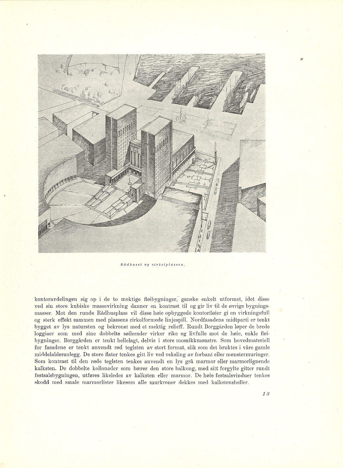 Oslo rådhus. Utkast av desember 1930