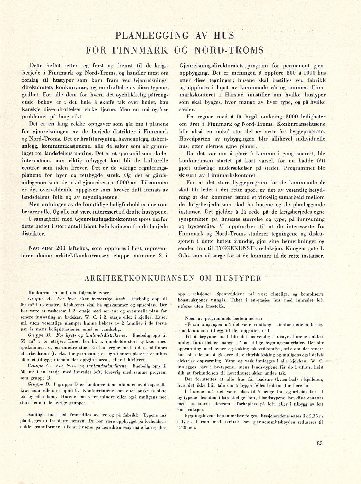 Arkitektkonkurranser om hustyper