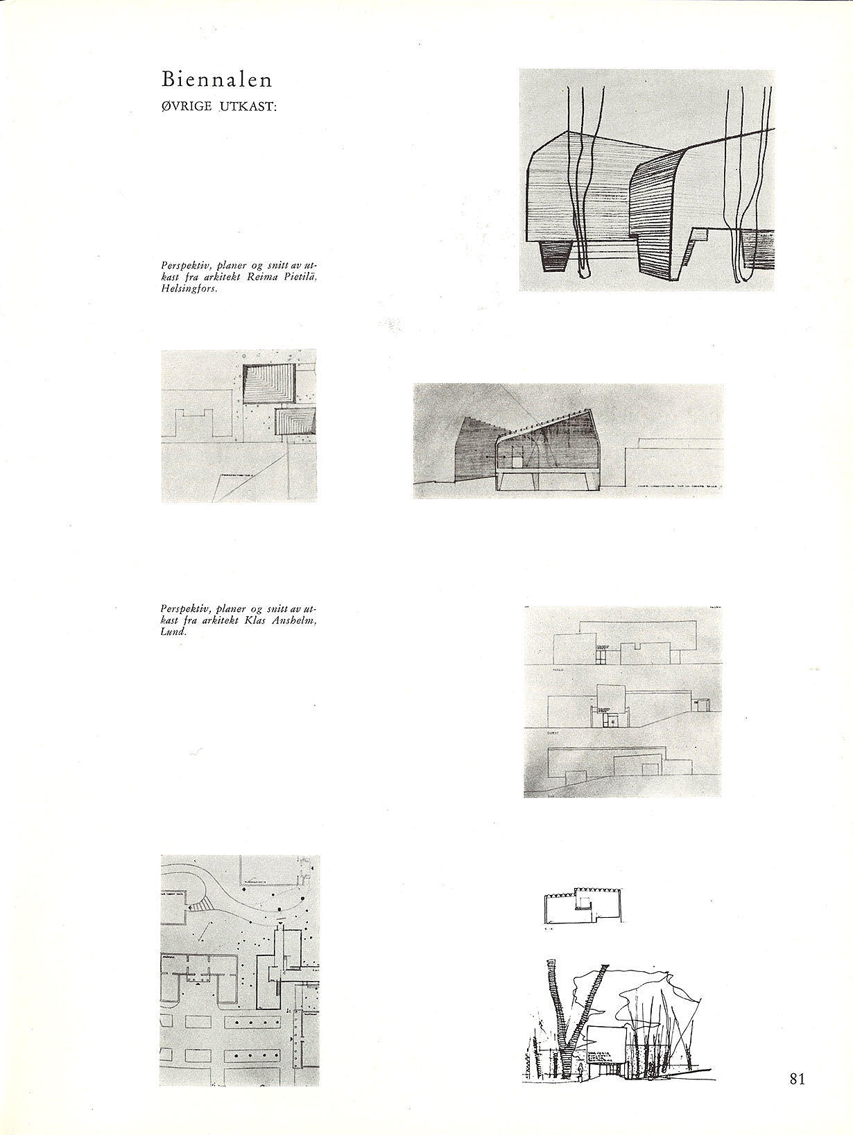 Nordisk utstillingspaviljong ved Biennalen - øvrige utkast