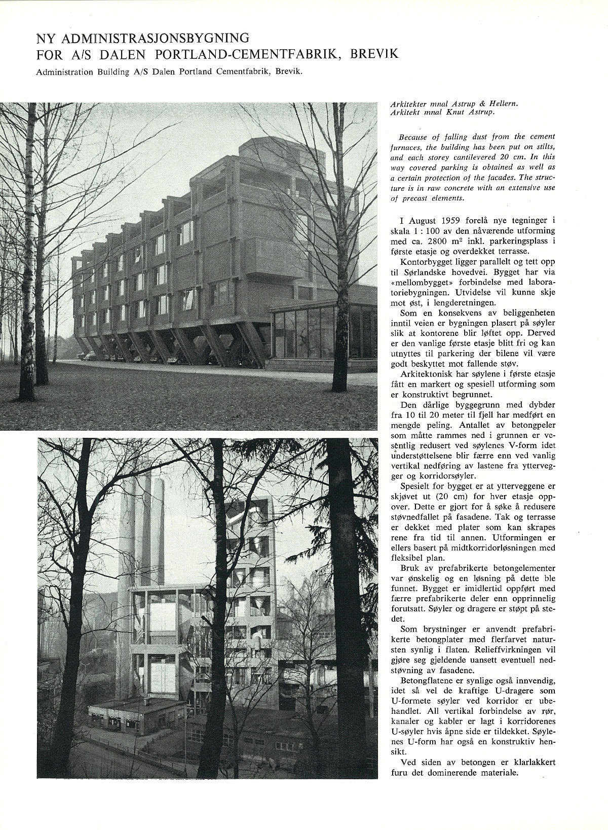 Ny administrasjonsbygning for A/S Dalen Portland-Cementfabrik, Brevik