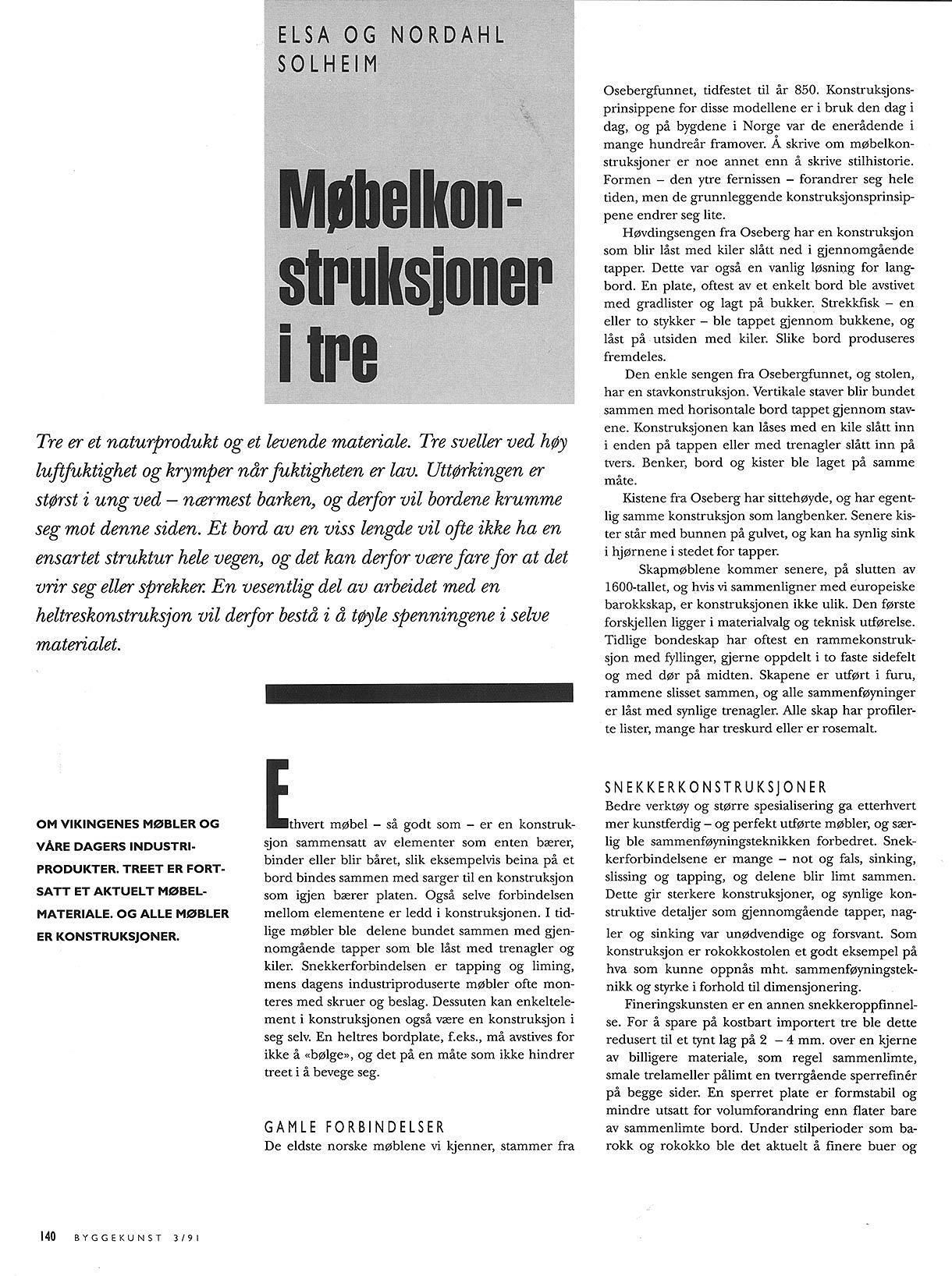 Møbelkonstruksjoner i tre