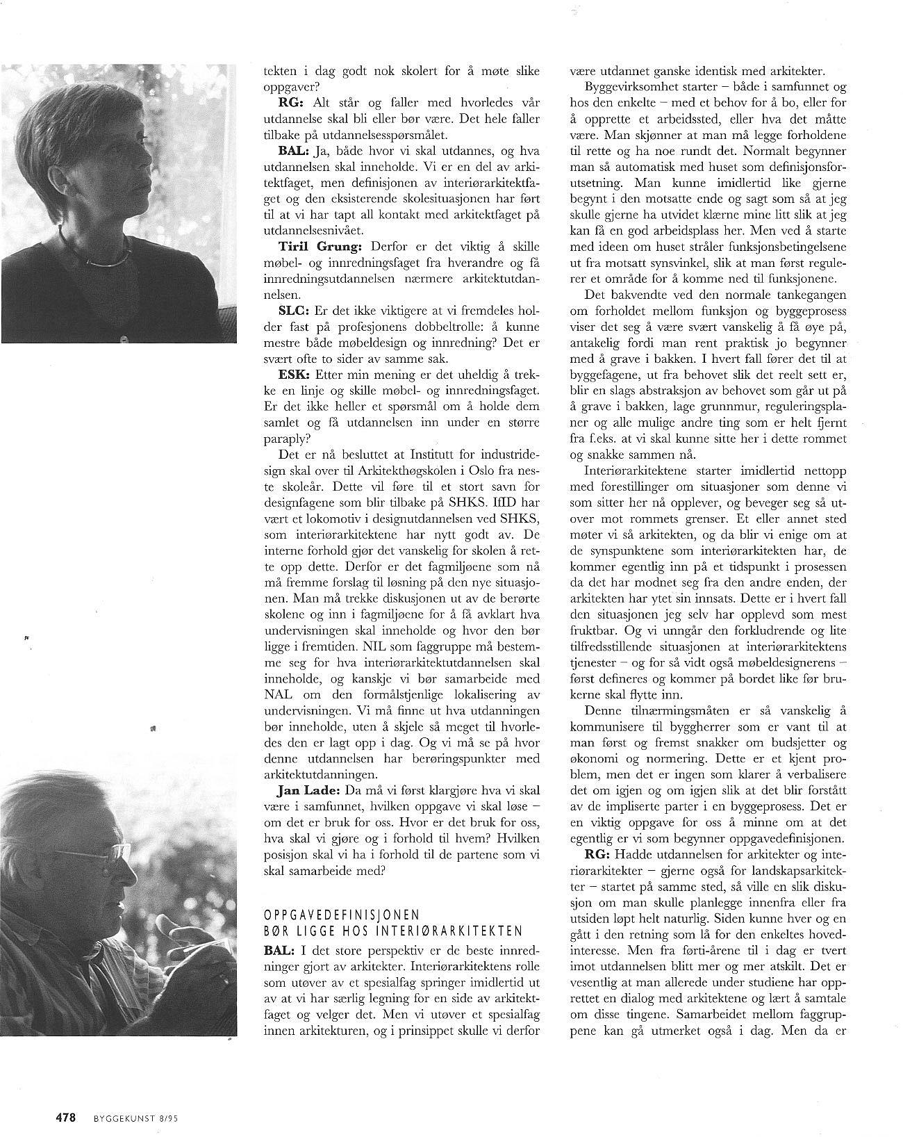 Utdannelsen av interiørarkitekter er arkitektfagets ansvar