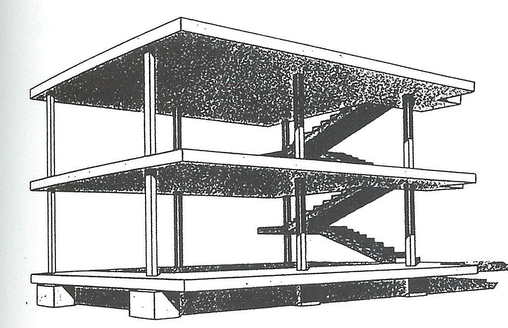Domino-skjelettet, Le Corbusier 1914–15.