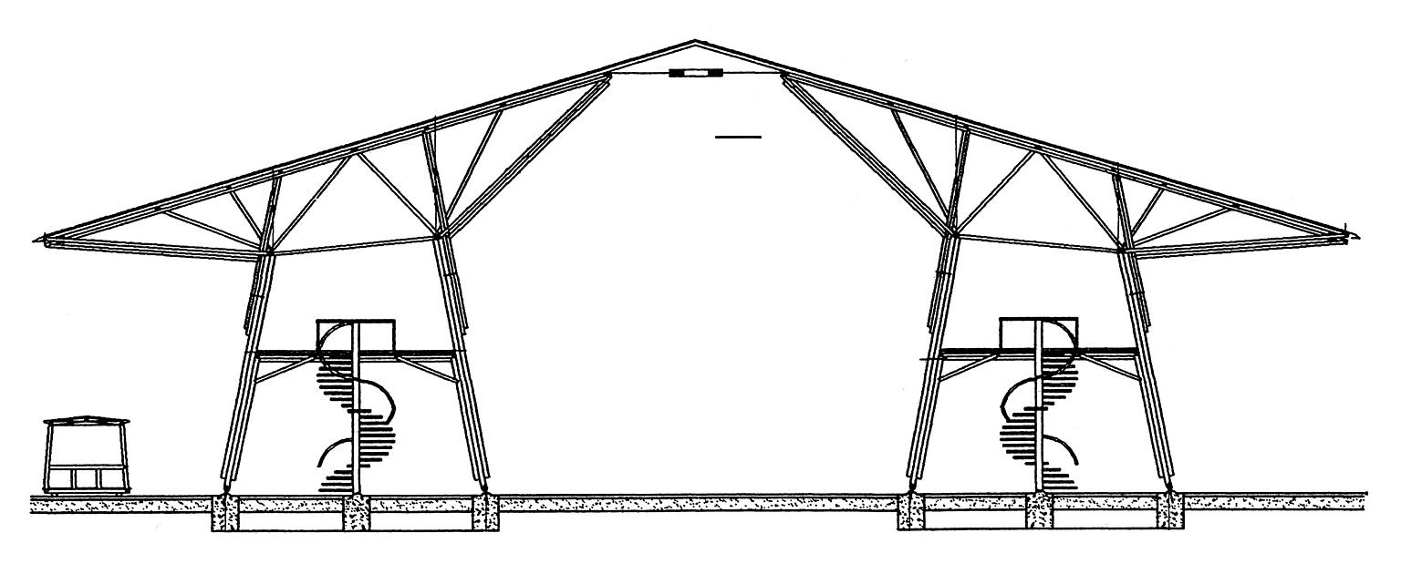 Prototyp for paviljong i bambus til verdensutstillingen i Hannover i 2000. Arkitekt: Simon Velez.