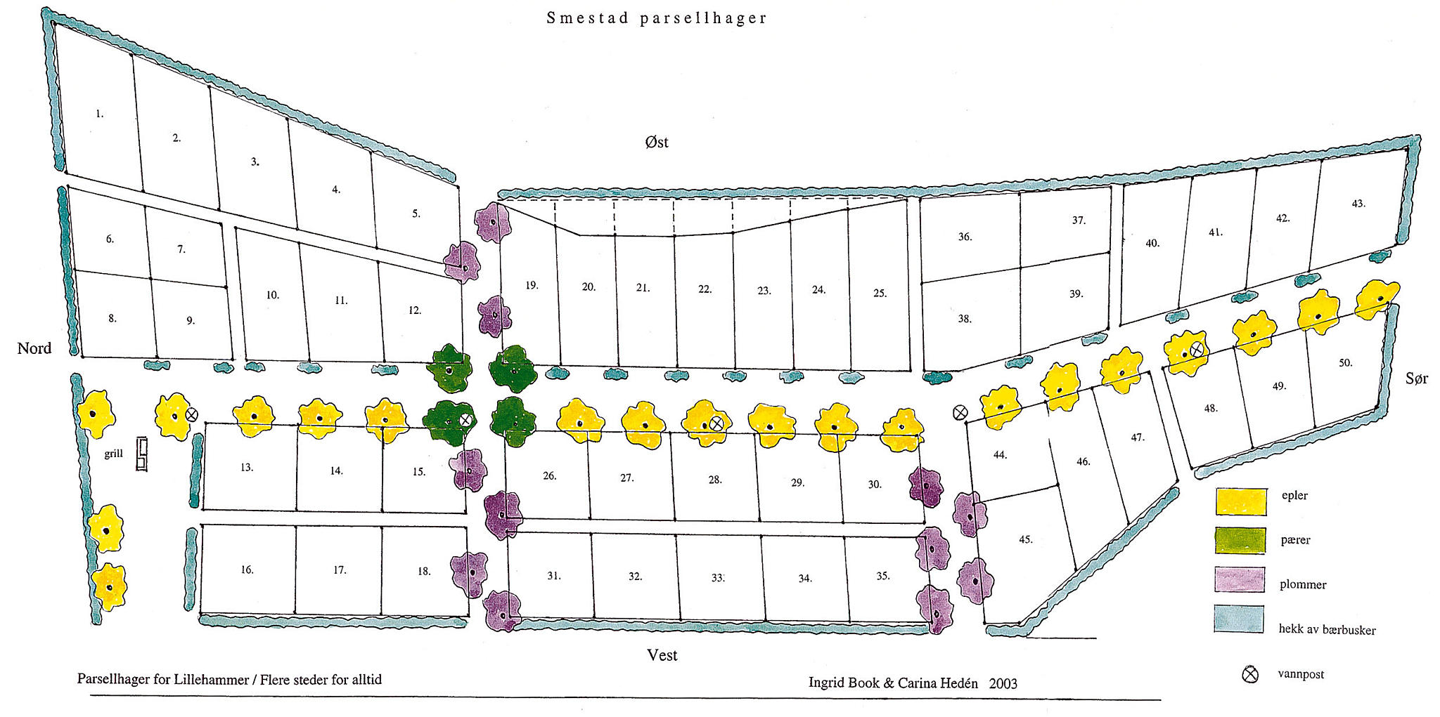 Plan over parsellhagene på Smestad, Oslo.