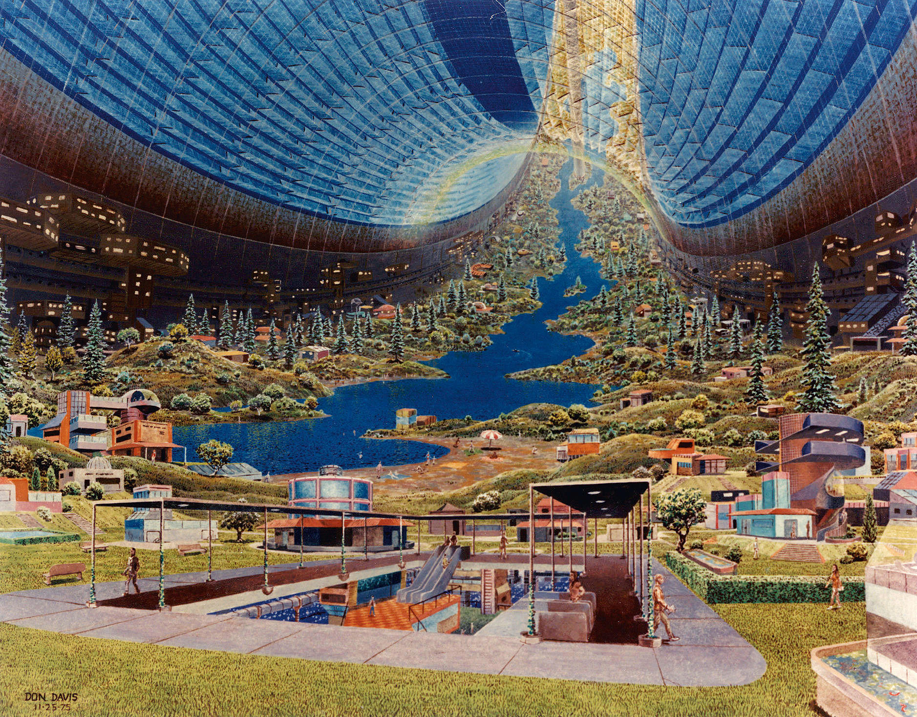 De ville ha modernistisk arkitektur, samt elver, innsjøer, skoger, planter, insekter og dyr. Foto: Donald E. Davis NASA 1975