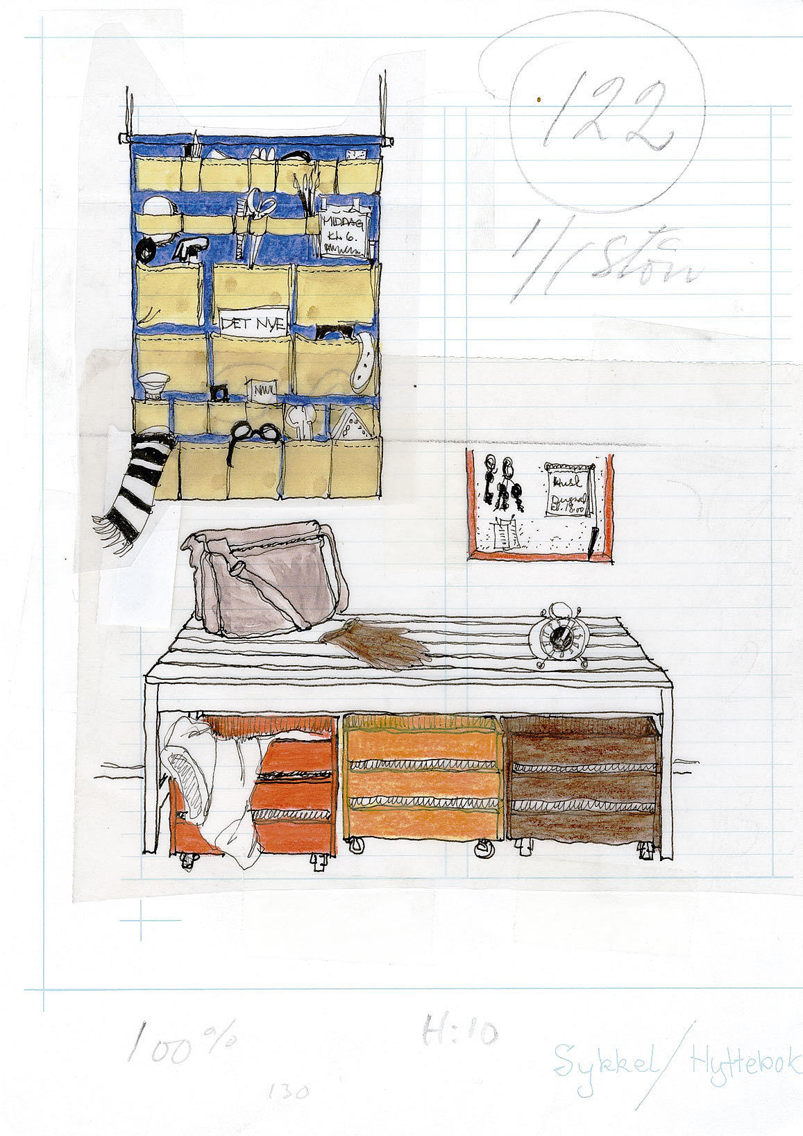 Forslag til hjeminnredning. Det nye. Getz skrev og tegnet for flere interiørmagasiner på 1970. -80 og -90-tallet. Foto: Rannveig getz