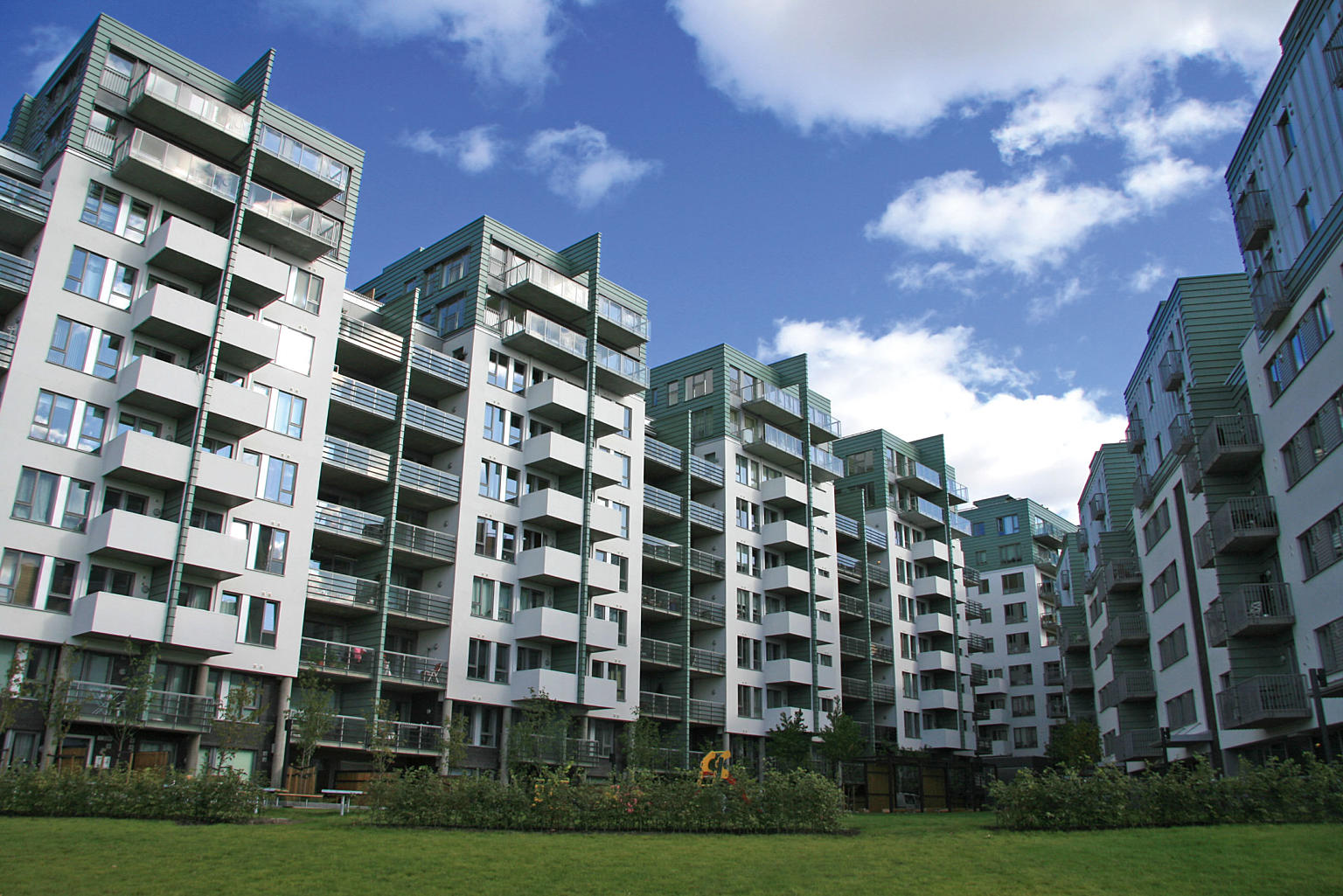 Boligprosjekt med knappe utearealer. Fra Nye Major, Oslo. Arkitekt: Arcasa Arkitekter. Foto: Bård Isdahl