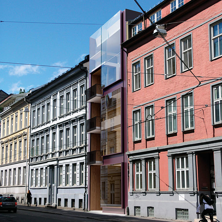 Et av Infills prosjekter. Parkveien, Oslo. Fasade mot gaten.