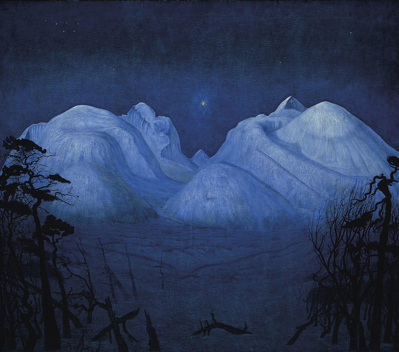 Harald Sohlberg: “Vinternatt i fjellene”, 1911-14. Foto: Nasjonalmuseet for kunst, arkitektur og design