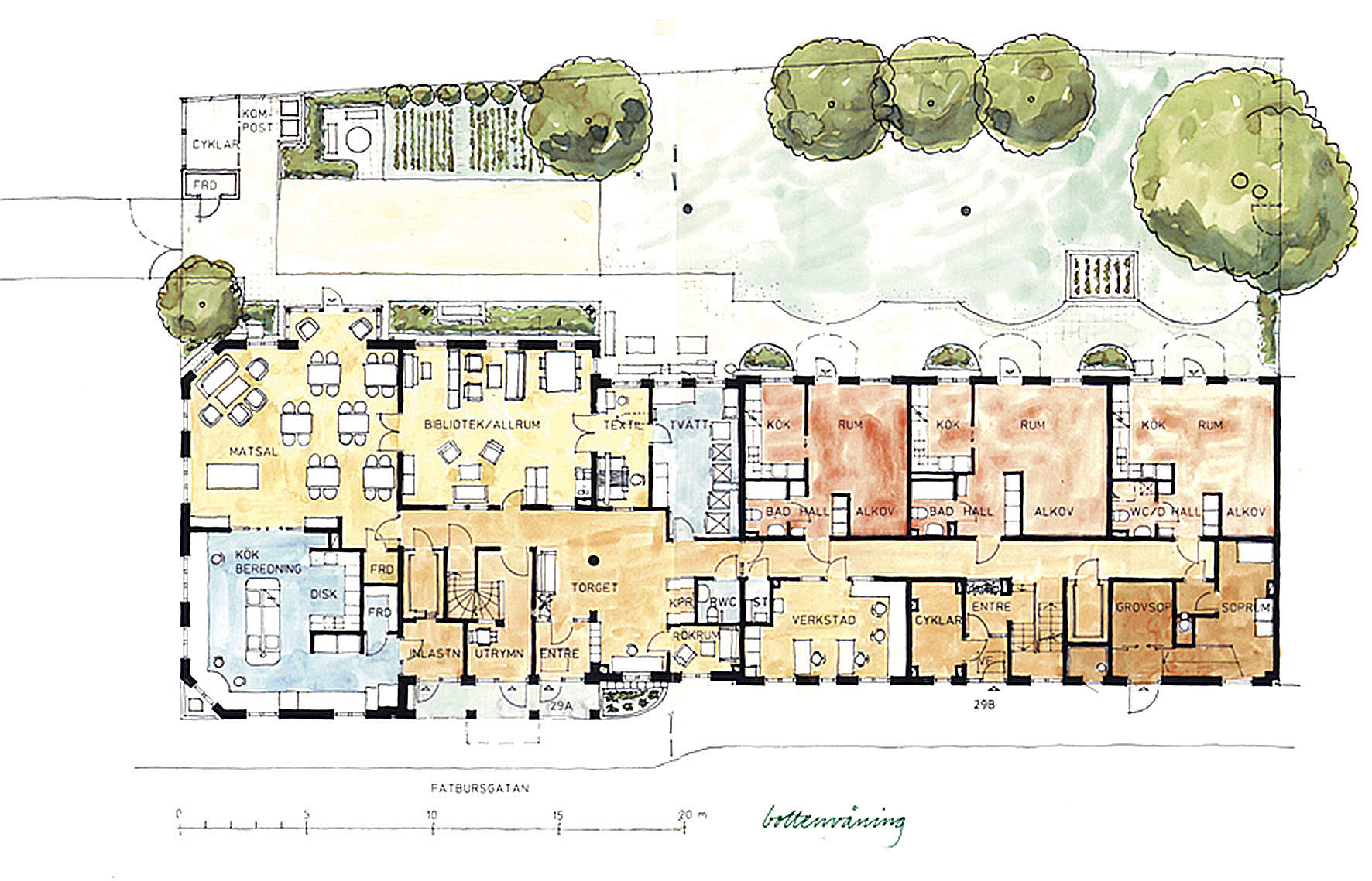 Plan 1. et., Kollektivhuset Färdknäppen. Foto: Färdknäppen