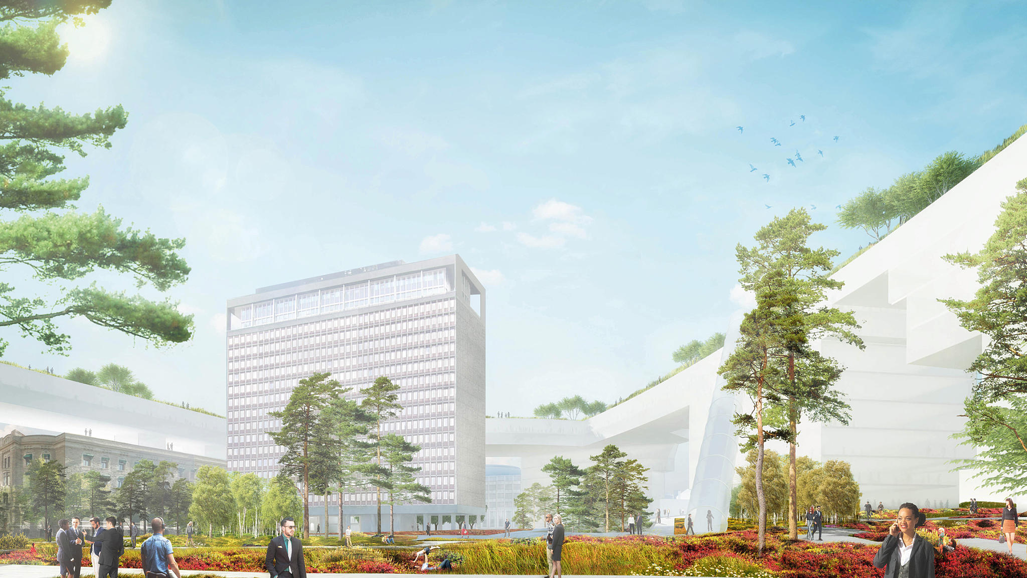 Team MVRDV: Den norske hagen. Fra visjonsforslaget med en øvre sammenhengende ring. Foto: Team MVRDV