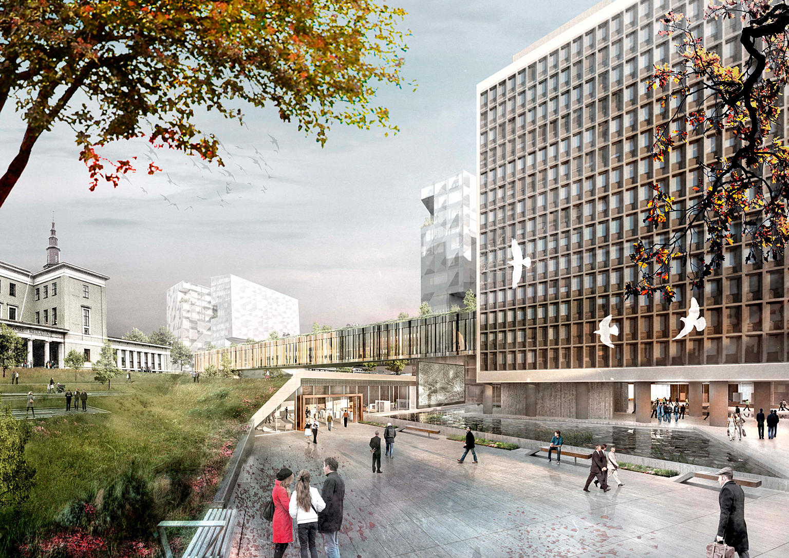 Team LPO viser sin store Regjeringspark dekket av viltvoksende eng, heller enn en slått gressplen. “Parklandskapet vil gi en nytolkning av Akersryggen som danner et gammelt og naturlig høydepunkt, og samtidig kan bli et solrikt og sentralt samlingssted i den nye parken”, sier de om Regjeringsparkens karakter. Foto: Team LPO