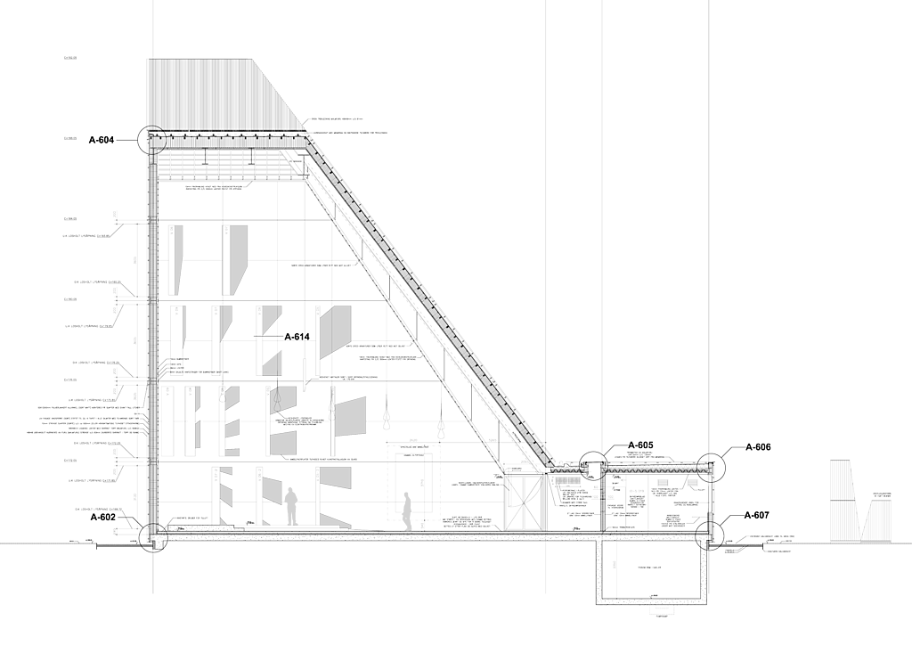 Detaljsnitt. Arbeidstegning. 