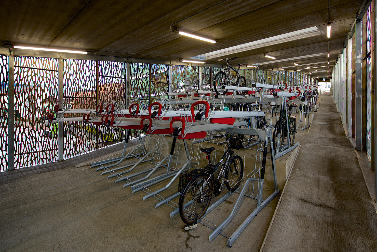 Sykkelhotellets øvre nivå.