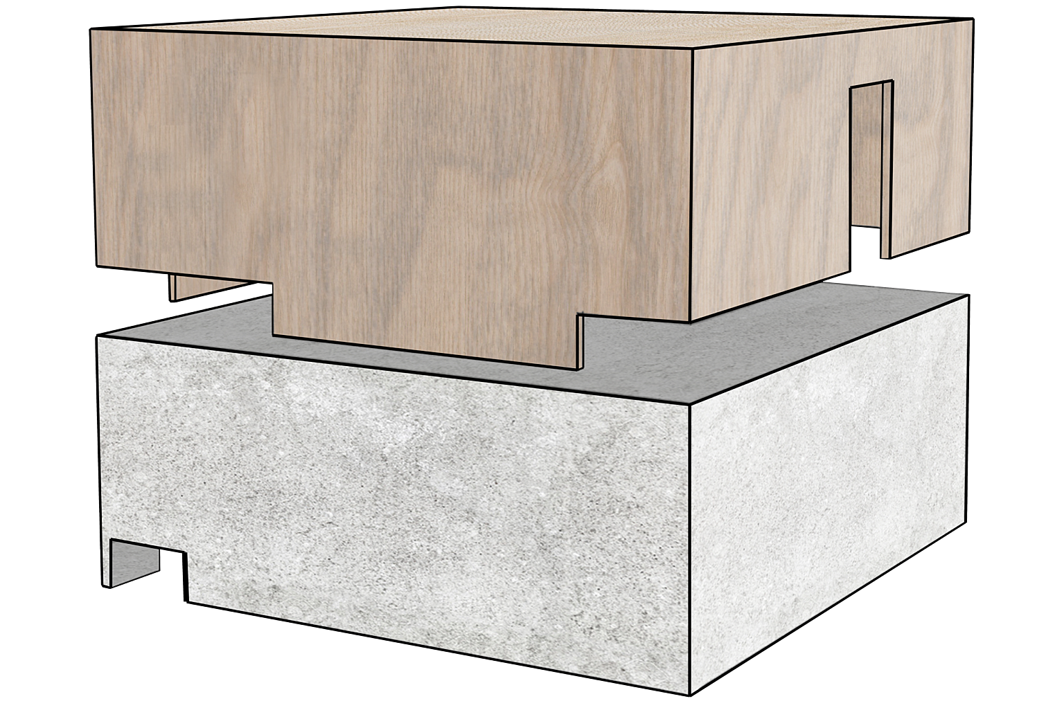 Hovedideen: Kuben, volum og materialer.