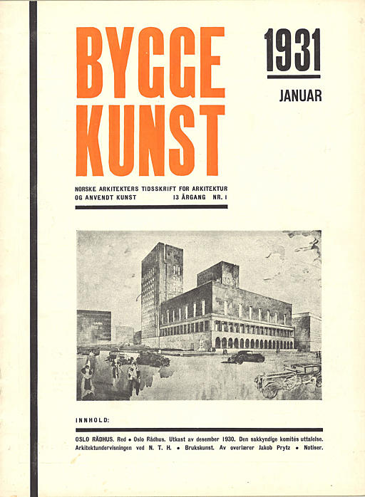 Oslo rådhus. Utkast av desember 1930